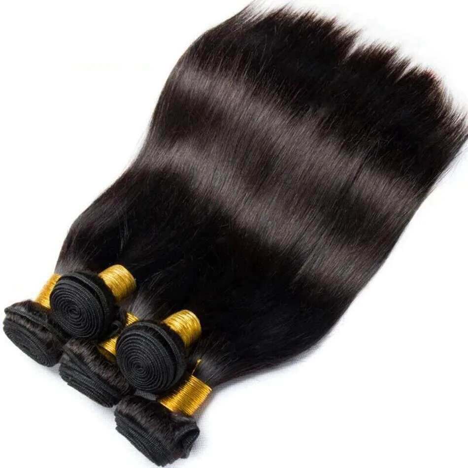 Bone Straight Human Frontal 30 32 Inch Virgin Weave Bundles With Closure Remy Hair Extensions