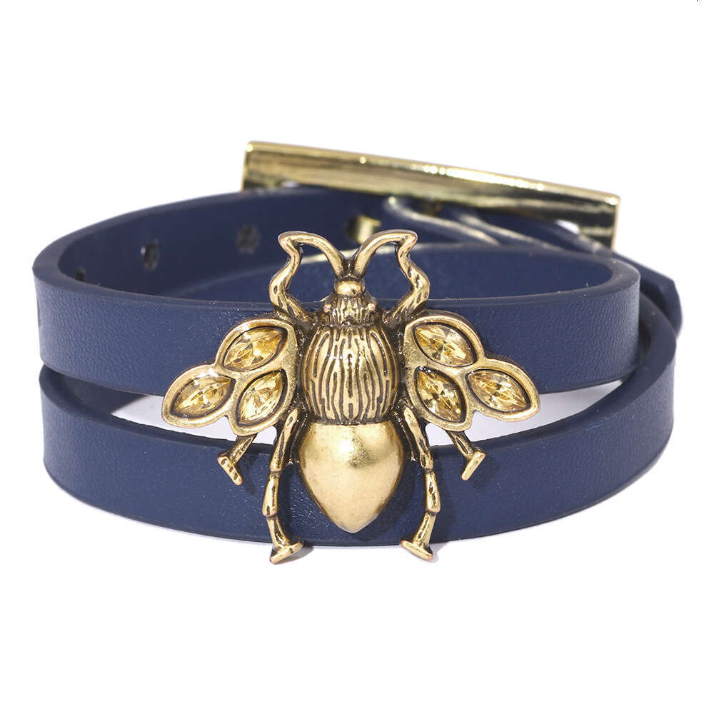 Creative Fashion Skin Bronze Little Bee Show PU Leather Bracelet Yiwu Jewelry