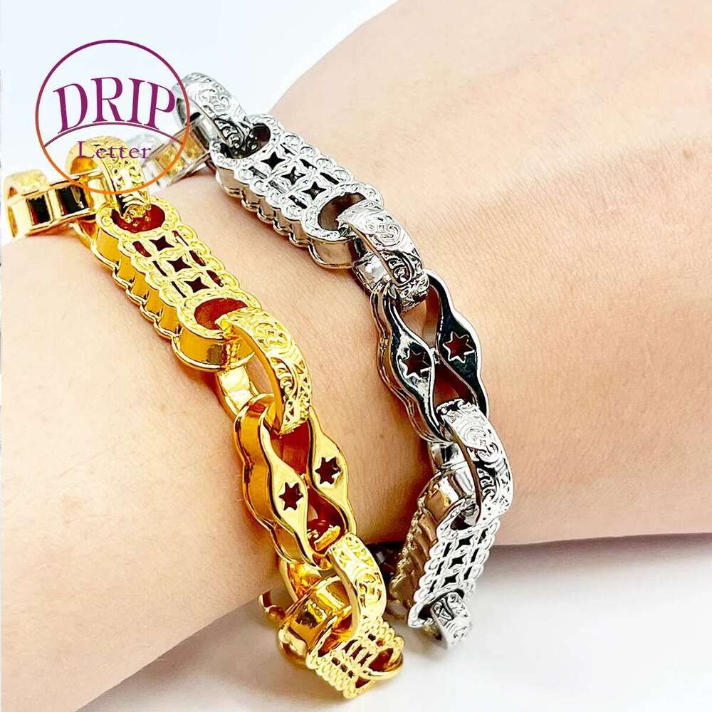 Drip Letter Punky Bracelet for Women Real Gold Plated Iced Out Hip Hop Fashion Jewelry Copper Material 2023 Trend