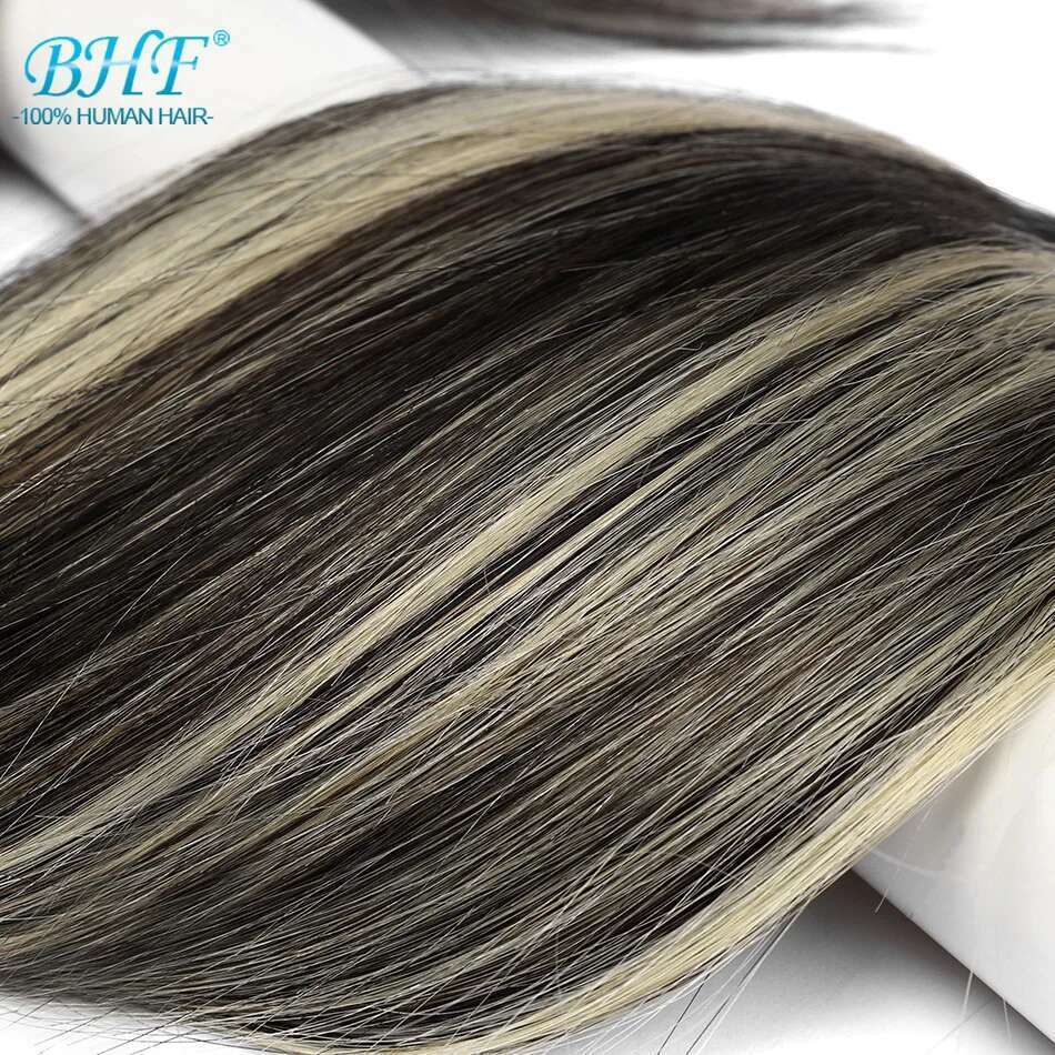 Straight Bundles European Remy Human Weaves Sew In Weft Extensions Natural Hair Brown Blonde 14"-28Inch BHF