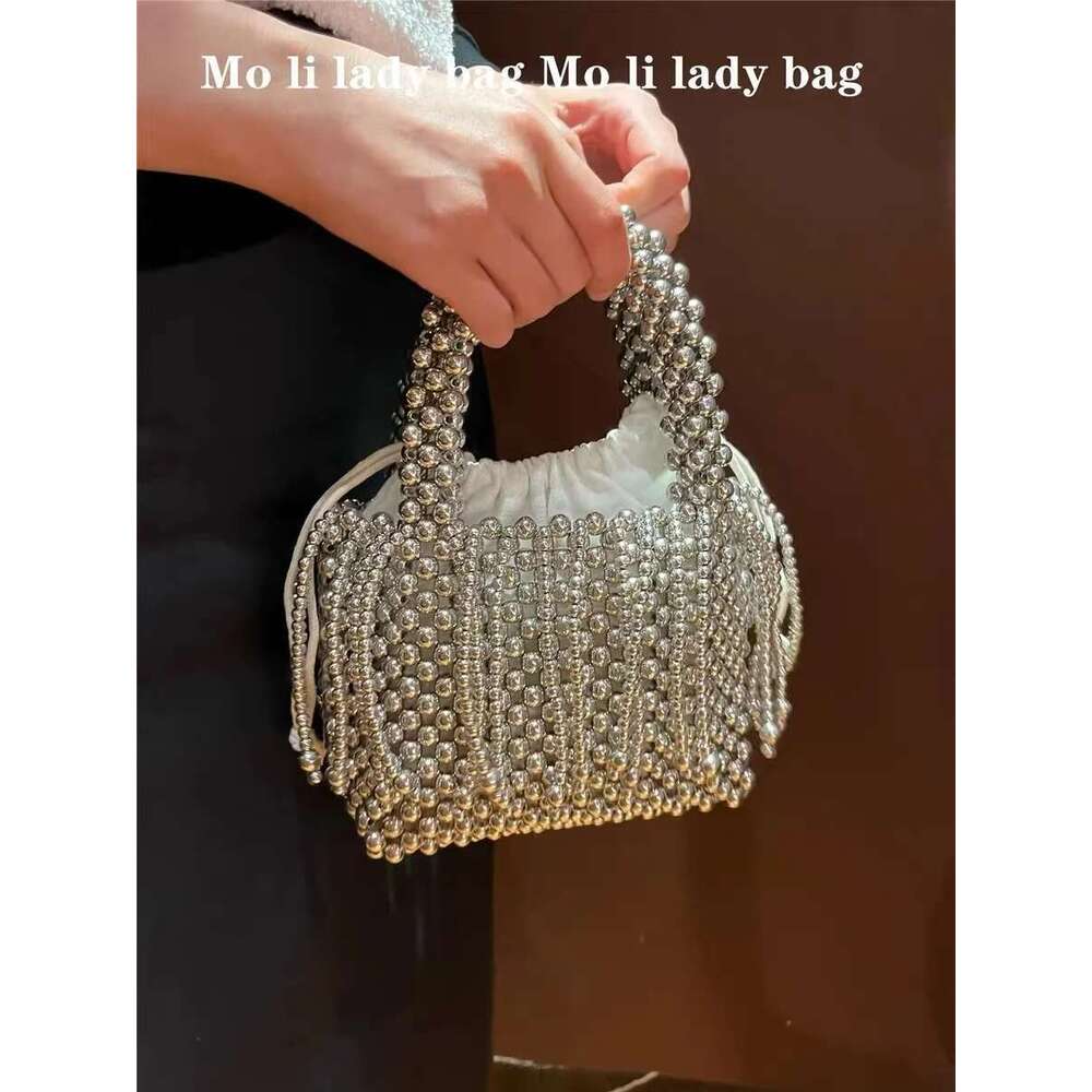 Designer Bag 2025 Design Sier Acrylic Beads Beading Handmade Square Women Handbag Evening Wedding Party Clutch Purse Shoulder Bag Luxury Bag Luxury Ba