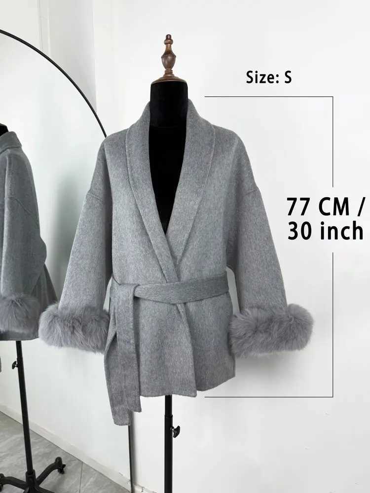Tossy Fox Fur Wool Overcoat Womens Short Coat Office Lady Elegant Double-sided Woolen Coat 2025 New Cardigan Jackets Loose Wool J251124