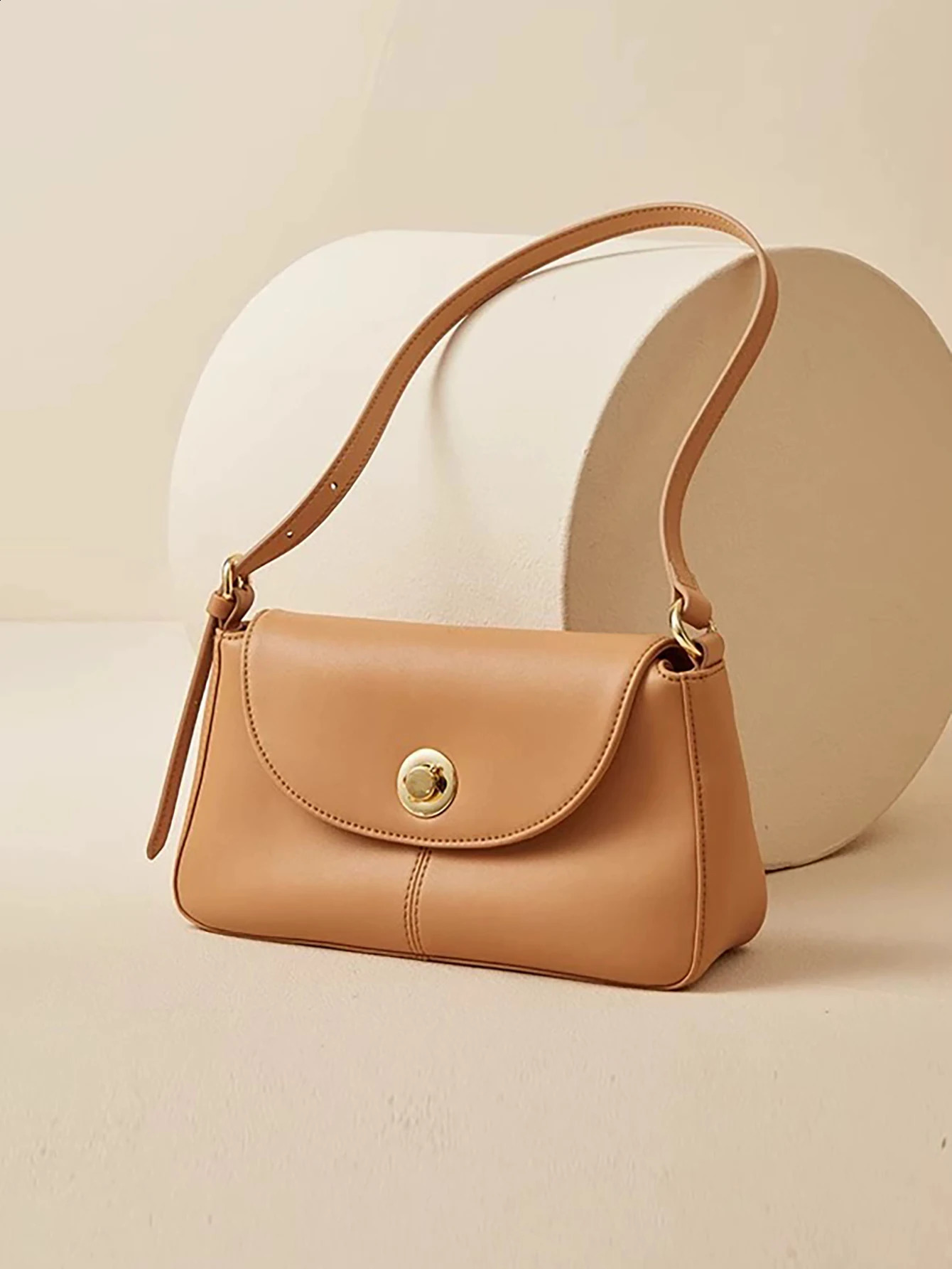 Solid color womens new fashion shoulder crossbody bag handbag armpit bag small square bag baguette bag R250424