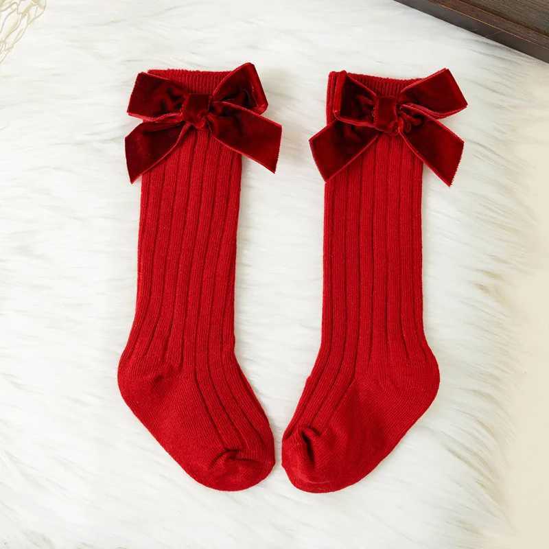 Autumn Winter Baby Girls Bowknot Knee High Socks Toddler Tube Princess Sock For Kids Knitted Socken Cute Leg Warmer 0-8Years G251124