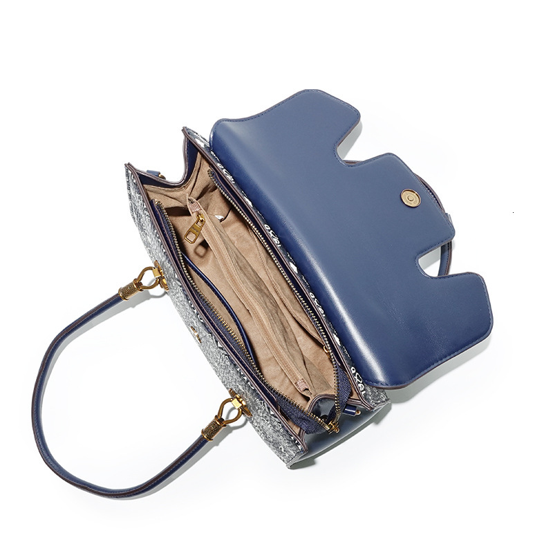 MASA Fashion Light Luxury Printed Blue Handbag Women S High End Sense Commuting Versatile Tote Crossbody Bag Tote Bag