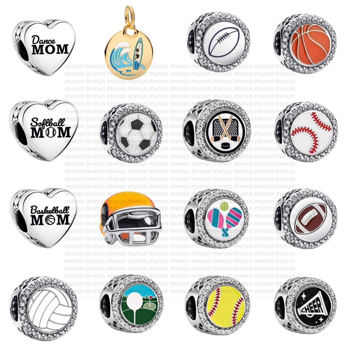 NEW Charms Sports Series Football Helmet Charm for women 925 Silver Volleyball Mom Heart Charm Pendant Fit Bracelet Necklace designer luxury jewelry child Gifts