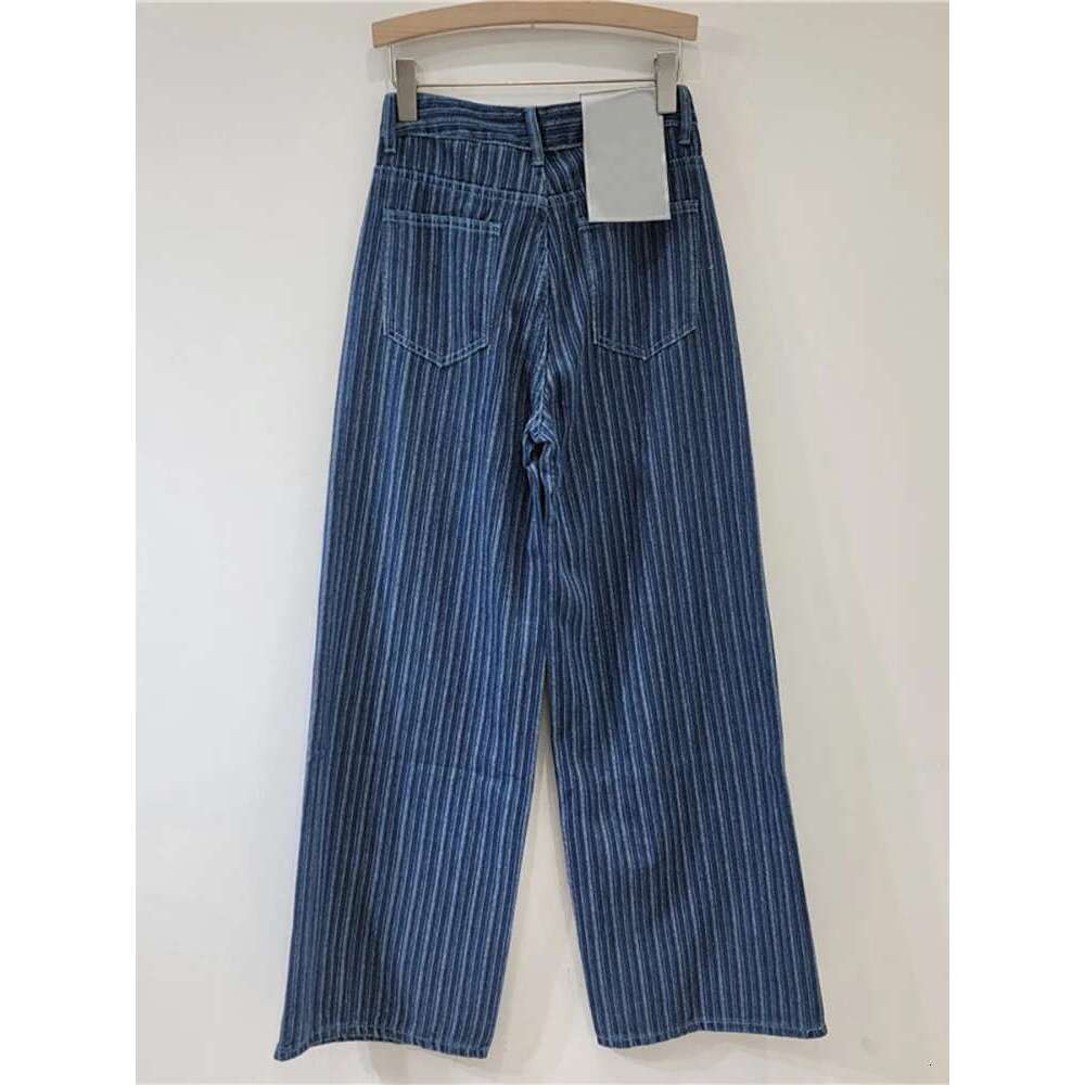 DEAT Women's Jeans High Waist Washed Striped Loose Straight Wide Leg Vintage Causal Denim Pants 2025 Spring New Fashion 29L8450