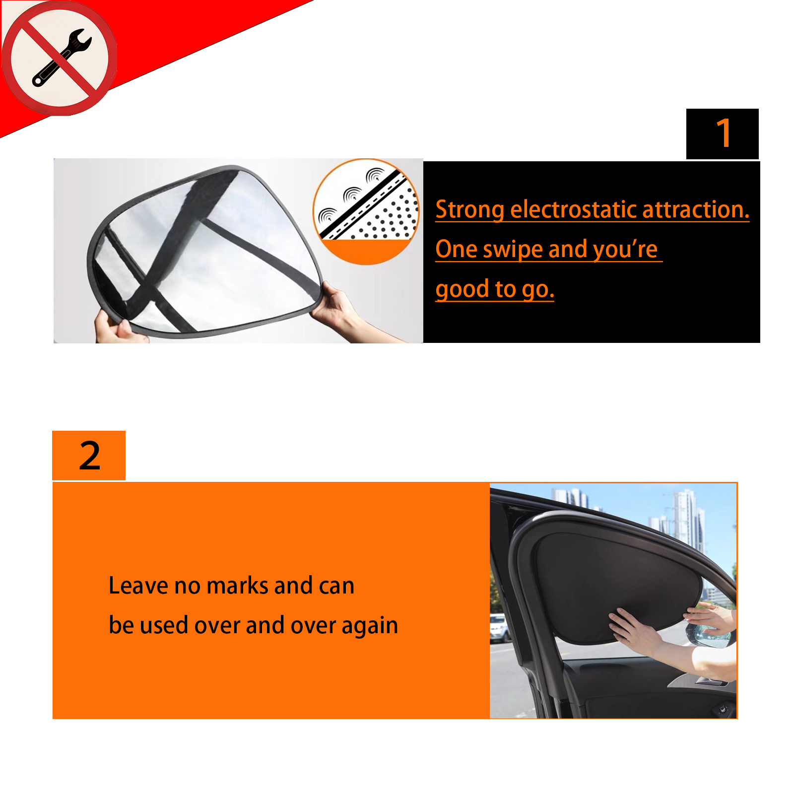 4pcs Static Cling Car Side Window Sunshades - UV Rays & Privacy Protector, Reusable & Washable Side Window Shades for Most Cars, SUVs, Trucks