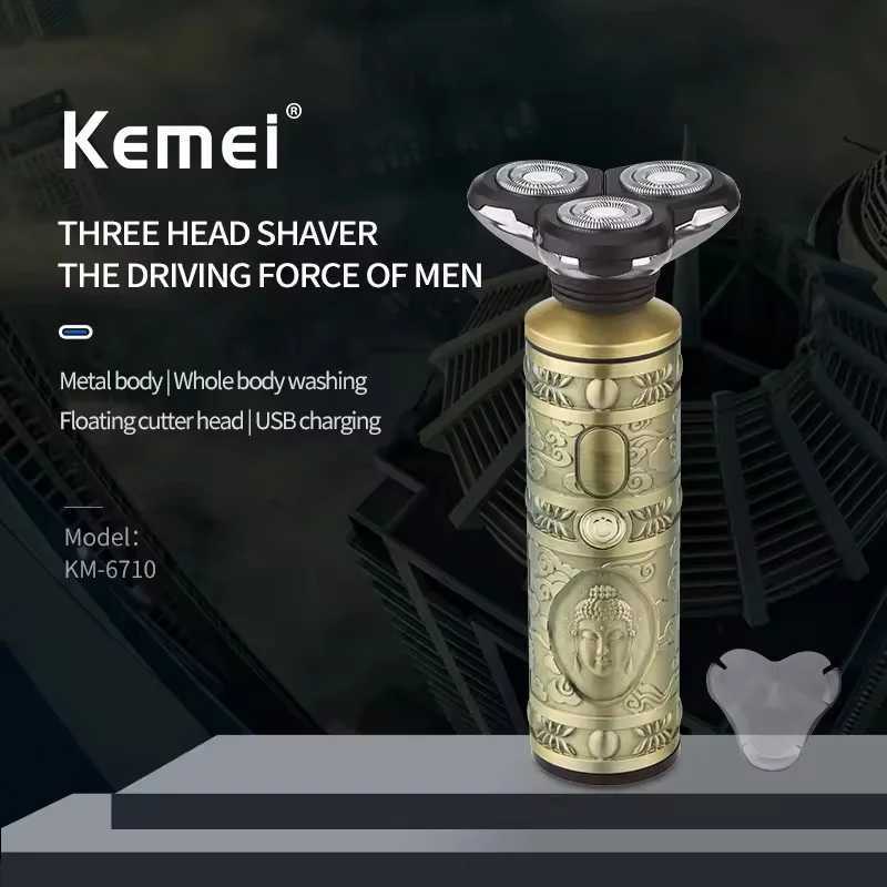 Kemei 6710 Electric Shaver Waterproof 3D Mens Wet Dry Electric Razor Beard Rechargeable Shaving Machine Wet Dry L251124