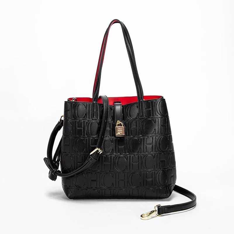 Simple large capacity embossed womens shoulder bag with solid color letter pattern design fashionable luxury backpack Z250424