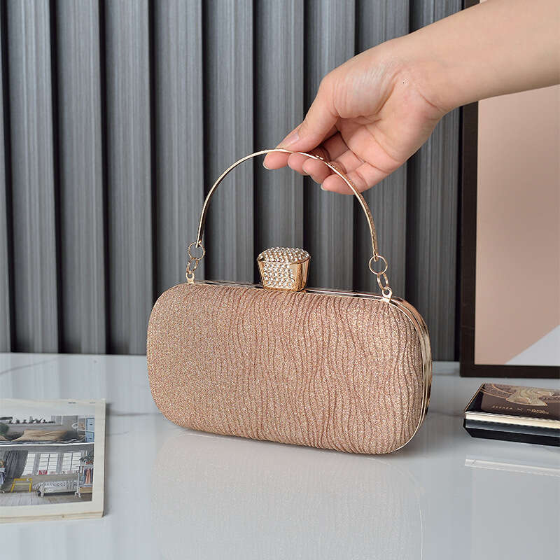 Dinner Bag New Pleated Shiny Banquet Handheld Evening Dress Rhinestone Bag Cheongsam Bag KQ