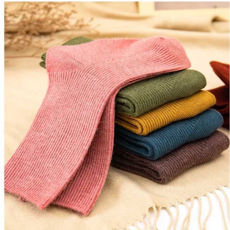 Kids Wool Cashmere Socks Children Boys Girls Soft Thermal Stockings for Baby Fashion Solid Color Kids High Long Winter Stuff G251124