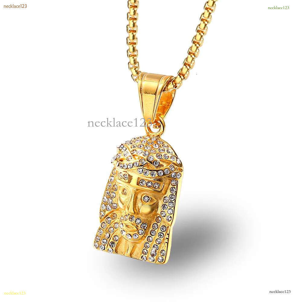 Pendant Necklaces Mens Hip Hop Necklace Jewelry Iced Out Jesus Piece With 60Cm Gold Cuban Chain Drop Delivery Pendants Dhgarden Oio