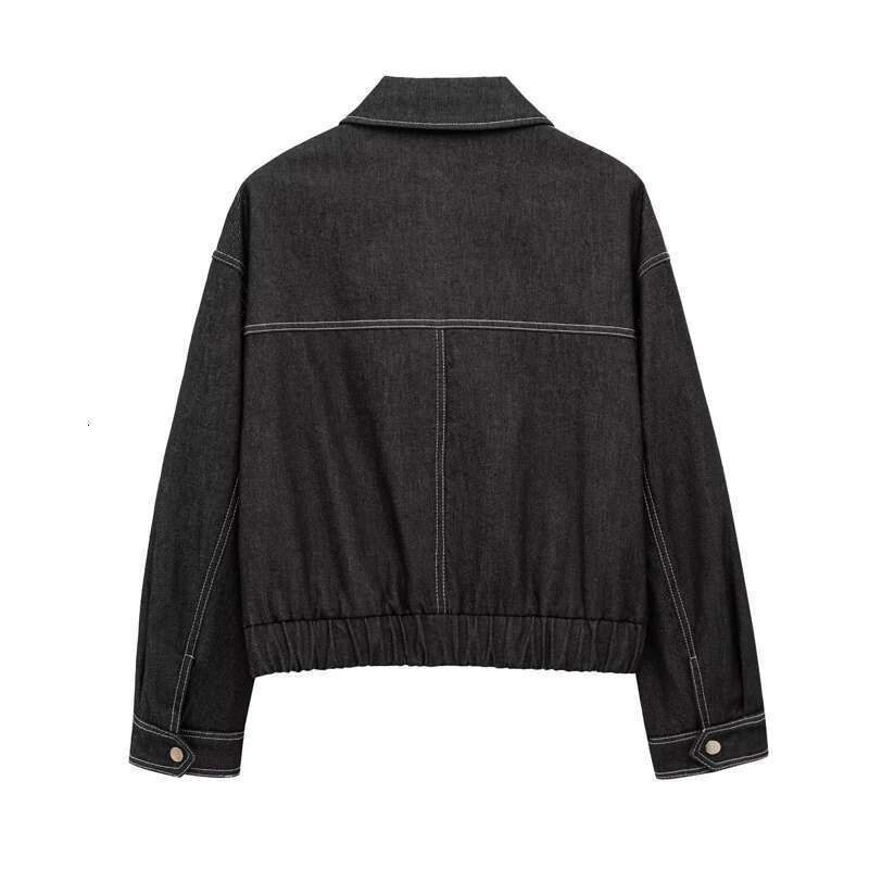Designer Clothes TRAF Denim Bomber For Zip Oversized Cropped Jacket Women Coats Demi-Season Women's Jackets Streetwear Outerwears
