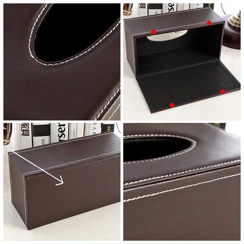 PU Leather Tissue Box Paper Holder Rectangular Tissue Paper Napkin Box Home Kitchen Organization Home Supplies Anti-moistureM251124
