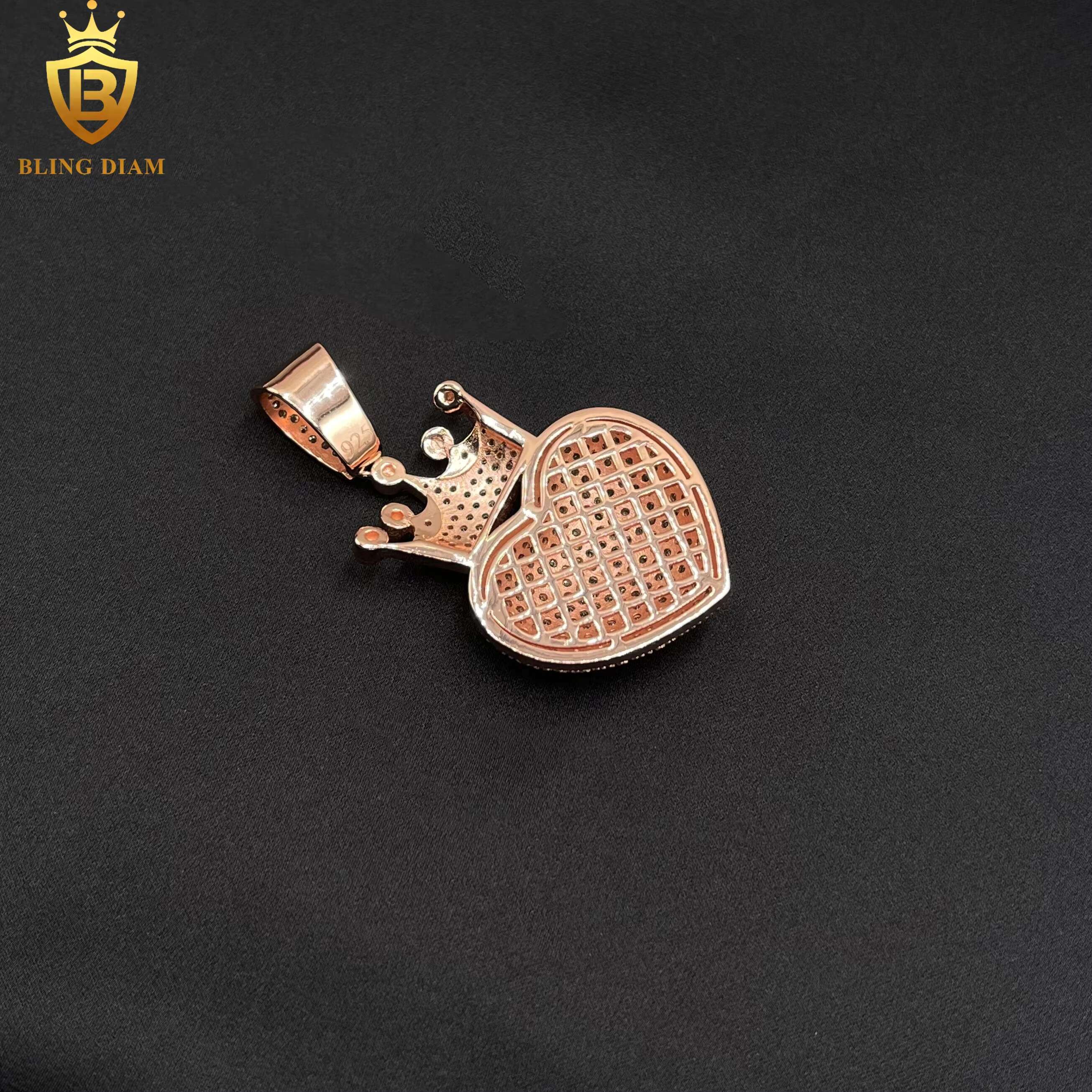 Luxury Jewelry Iced Out Jewelry Solid 925 Sterling Silver VVS Moissanite Pass Diamond Tester Heart Pendant Necklace