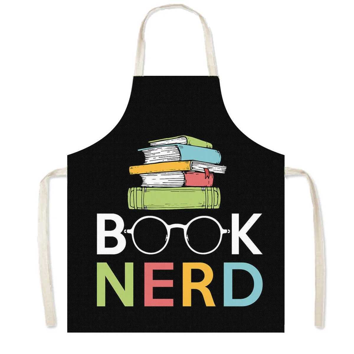 Librarian Books Lover Print Kitchen Apron Linen Pinafore Women Men Household Cleaning Clothing Chief Waiter Cooking Aprons C251124