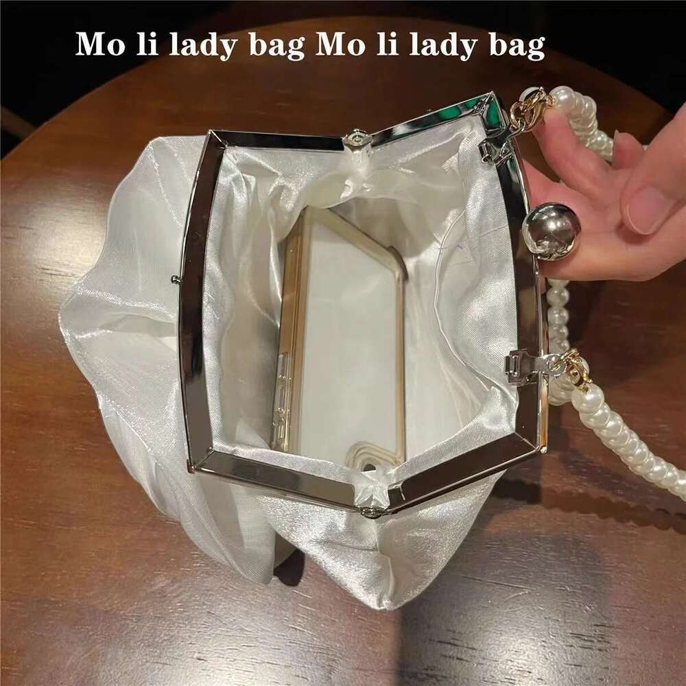 Designer bag2025 Satin Floral Handbag Women Elegant Evening Wedding Party Clutch Purse Pearl Beading Shoulder Crossbody Bag Luxury Bag