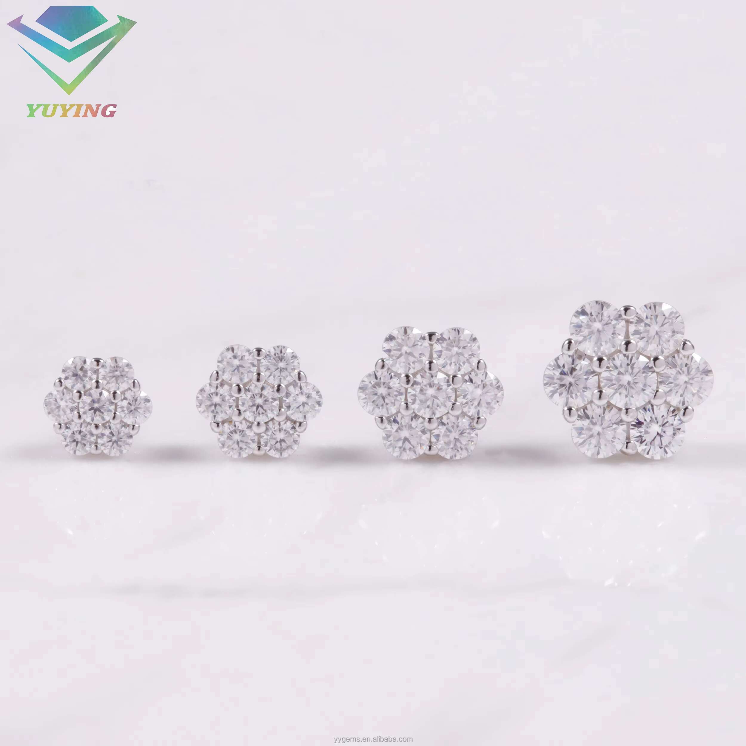 Fine Jewelry S925 Sterling Silver 7 Stones Flower Earrings Fashion Jewelry Iced out Moissanite Stud Earrings Popular Style Stud