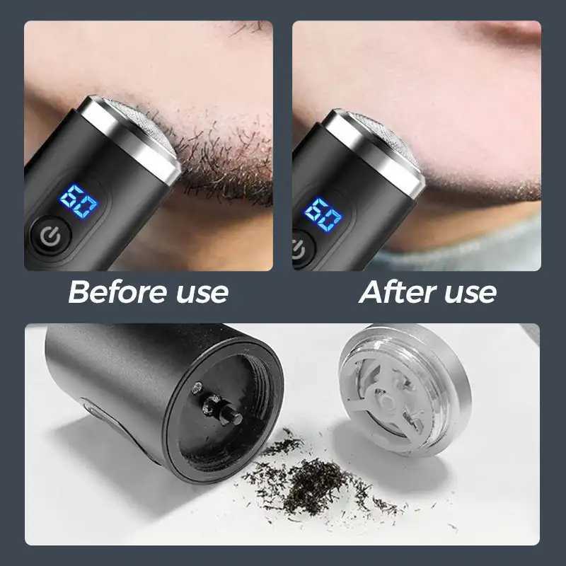 Mini Portable Rechargeable Shaver With Digital Display Mens Electric Razor Long Endurance Travel Wet Dry Shaver L251124
