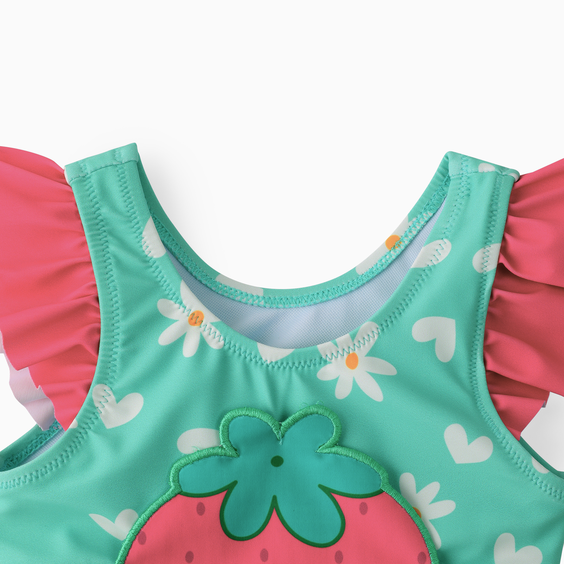PatPat Baby Girl Childlike Fruit Embroidery Swimsuit