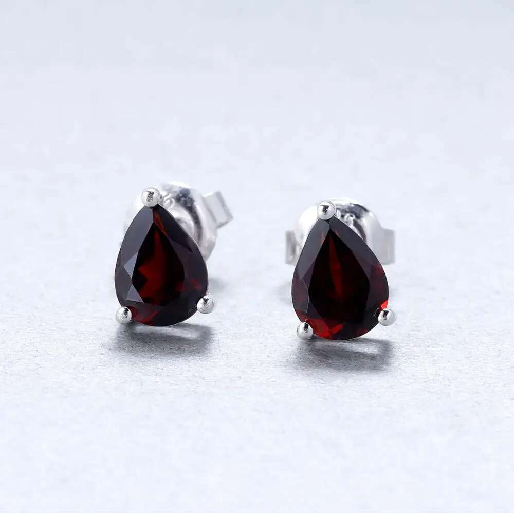 Gem's Ballet 6*8mm 2.74Ct Natural Red Garnet Gemstone Stud Earrings Genuine Sterling Sier Fashion Jewelry for Women