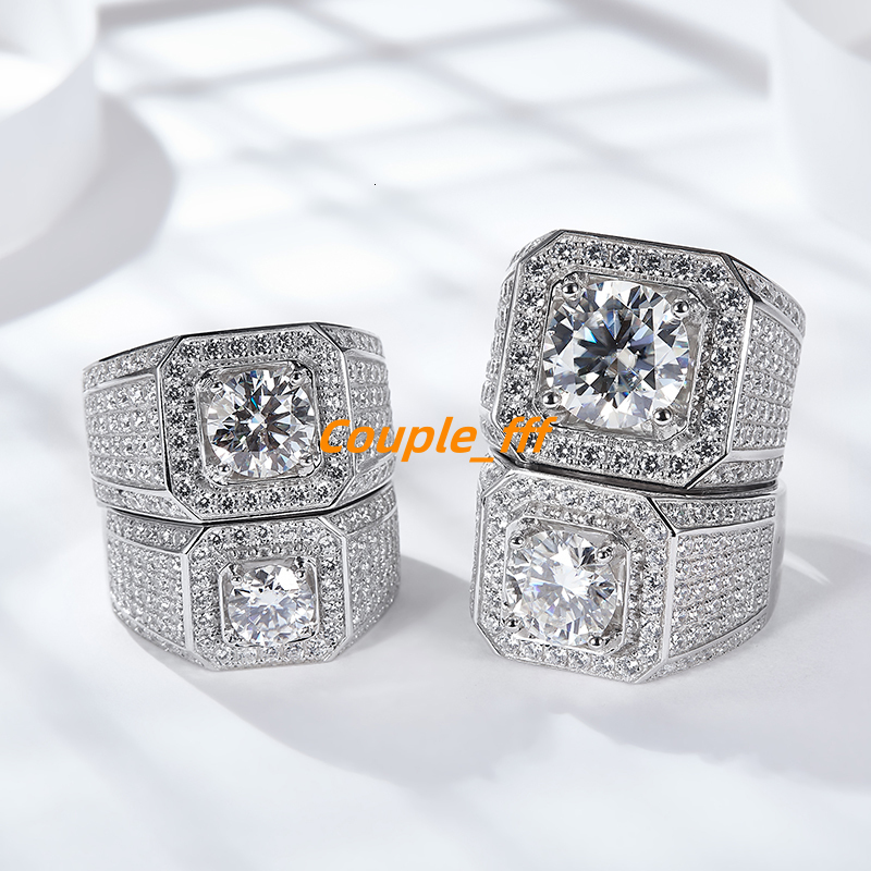 Hot Sale Moissanite Silver Ring Huge Stocks Engagement Rings 1-5CT Moissanite Center Stone Engagement Men Ring.