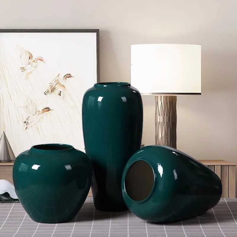 Modern minimst Jingdezhen ceramic vase ornament dining table TV cabinet living room flower arrangement decoration C251124