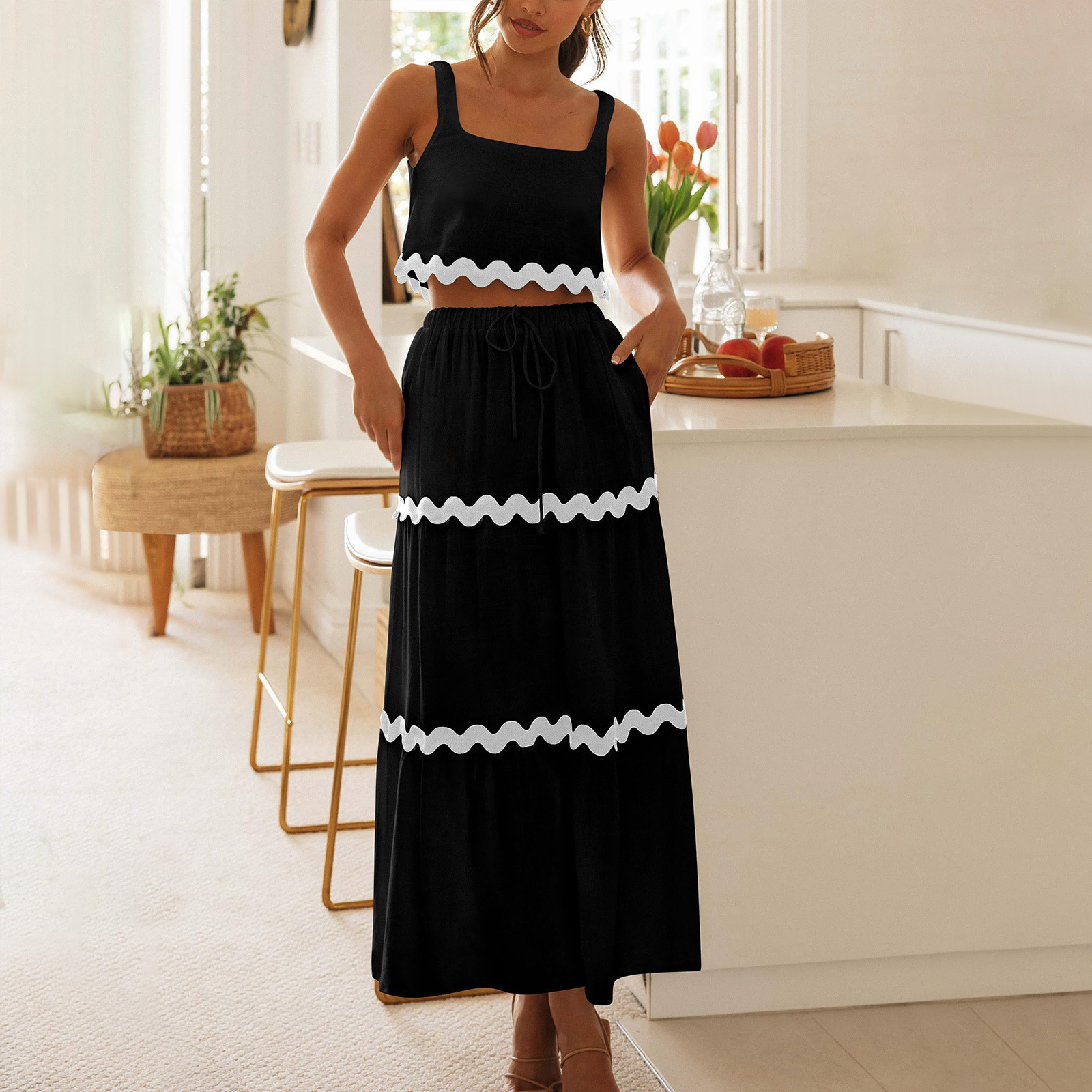 2024 Spring/Summer New Sleeveless Dress Set
