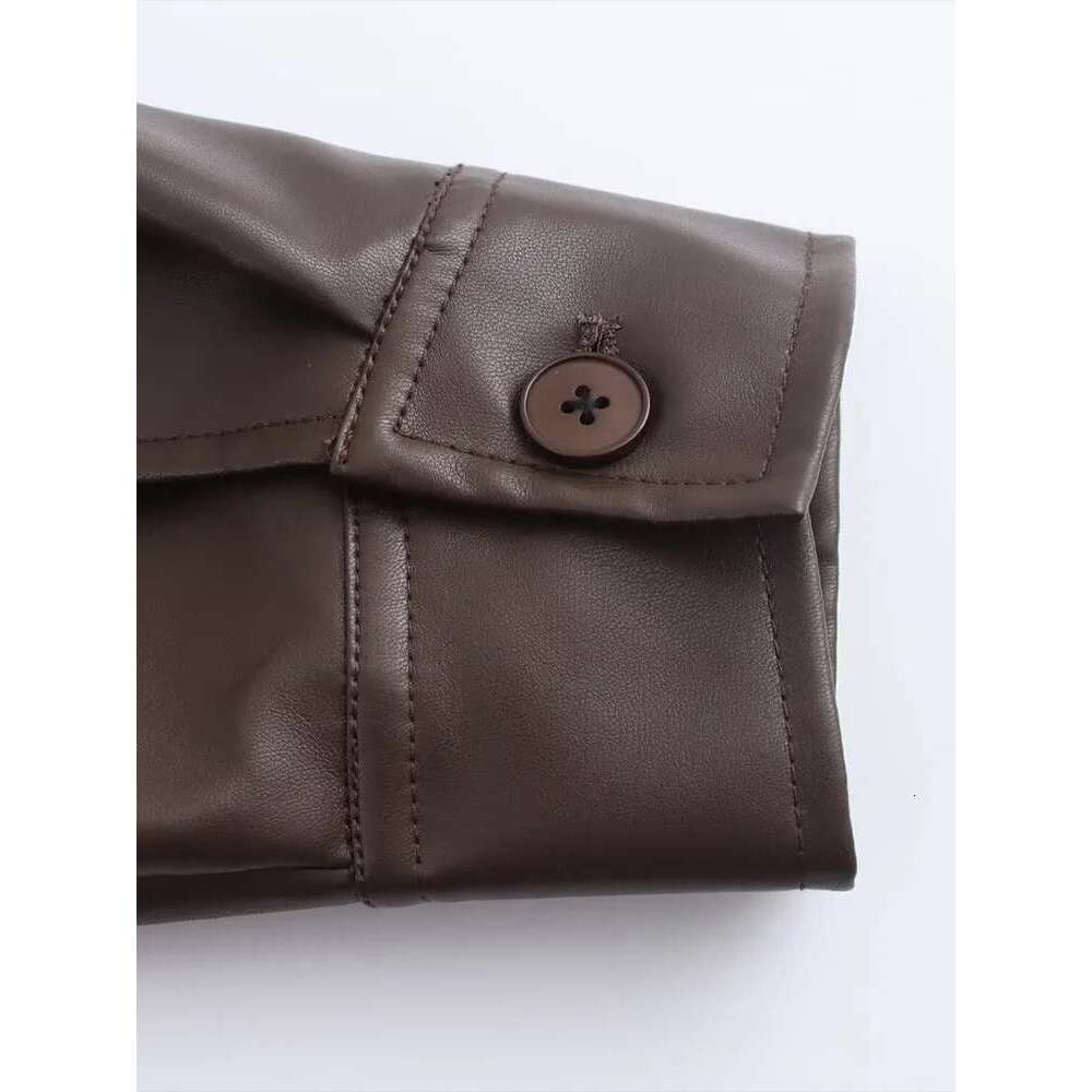 Designer Clothes Autumn And Winter New Arrivals Women's Zippered Loose Lapel Long Sleeve Faux Leather Bomber Jacket