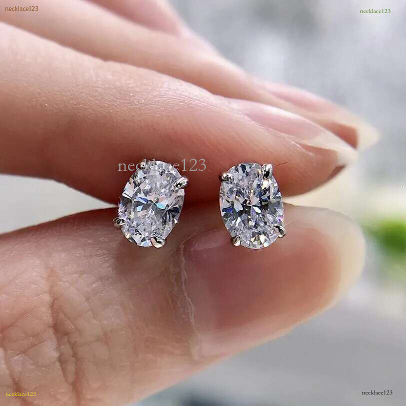 Choucong Drop Ship Top Sell Stud Earrings Moissanite Solitaire Simple Fashion Jewelry Sterg Sier Gold Fill Women Wedding Oval Dia Earring Gift