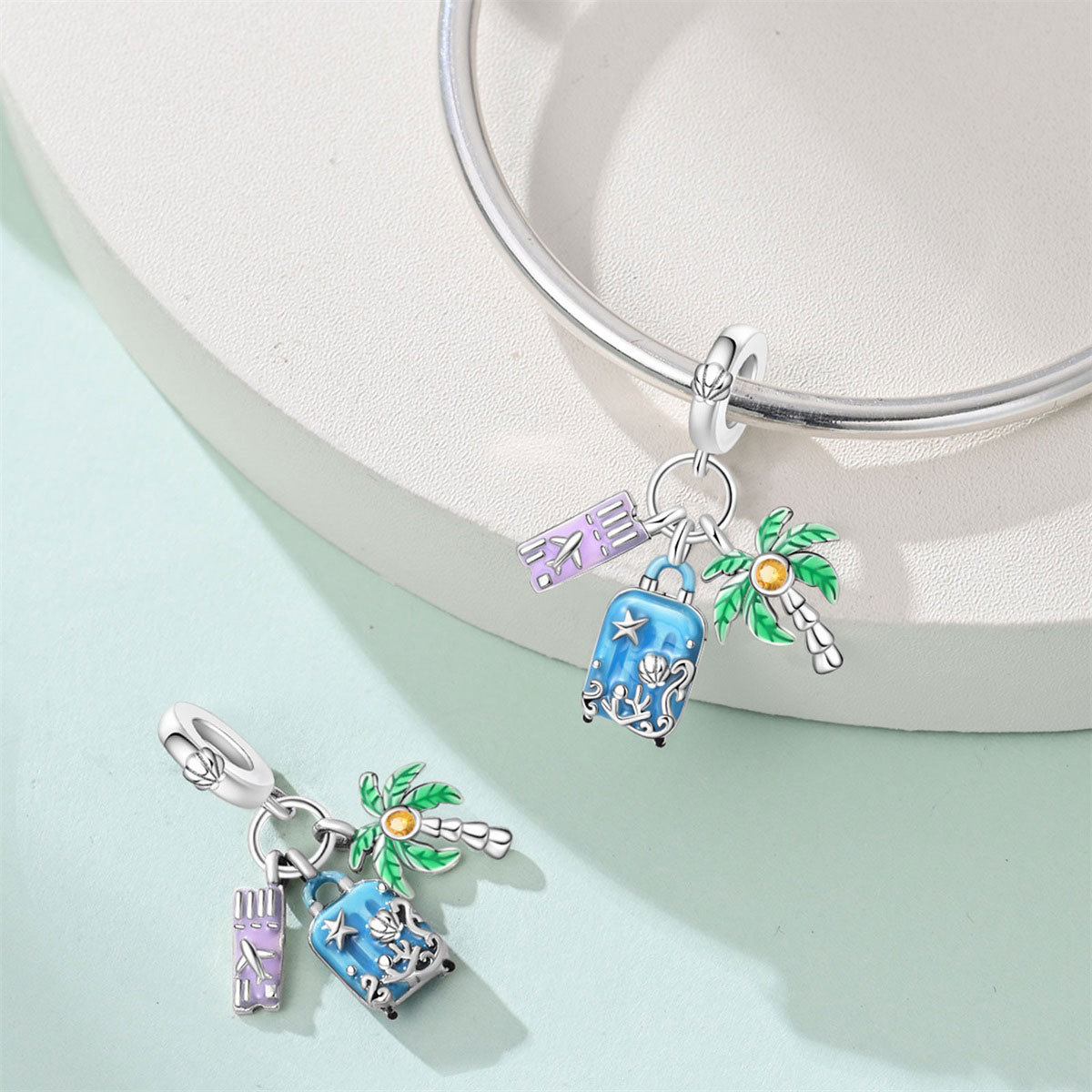 Summer vacation style sunshine beach castle sports bead Charms pendant DIY jewelry bracelet accessories 925 Silver Sterling silver jewelry new style