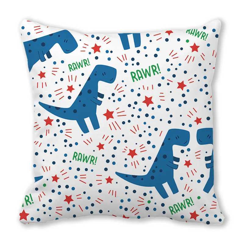 Cute little dinosaur animal Digital printing short plush pillow covers for car sofa office cushion cover home goods G251124