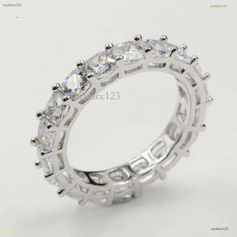 Choucong Top Selg Never Fade Sparkg Jewelry Sterg Sier Princess Cut White Topaz CZ Dia Promise Wedding Bridal Ring Gift