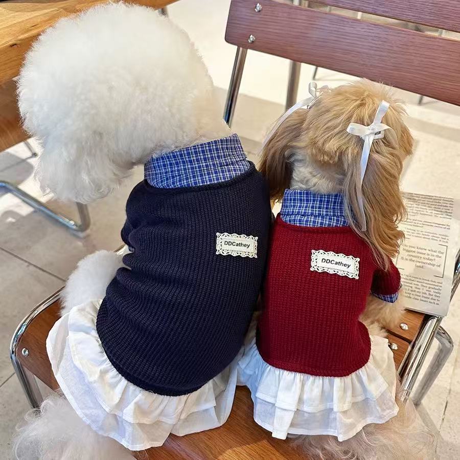 T00057Small dog four-legged clothes with traction Teddy Bichon Schnauzer pet small dog special cloth label
