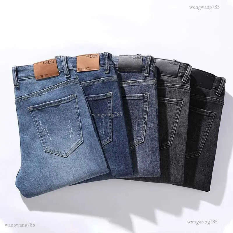 2023 Spring/Autumn Brand Suitable for Straight Leg Classic Business Casual Jeans Young Mens Mid Waist Slim Fit Jeans W241205