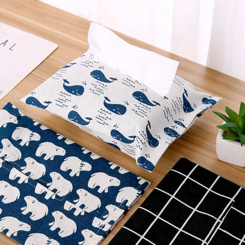 1pcs portable Cute cartoon tissue box paper towel box cotton and linen car home decoration small bag paper bagM251124