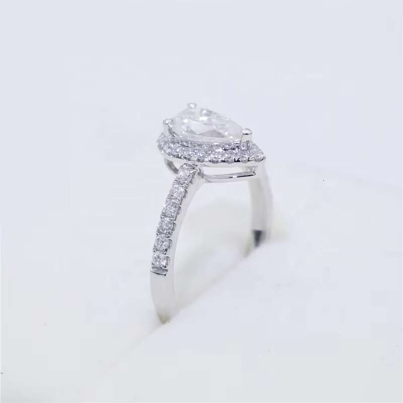 Zuanfa Jewelry Engagement Ring 9k 10k 14k Real Gold Pear Moissanite Ring