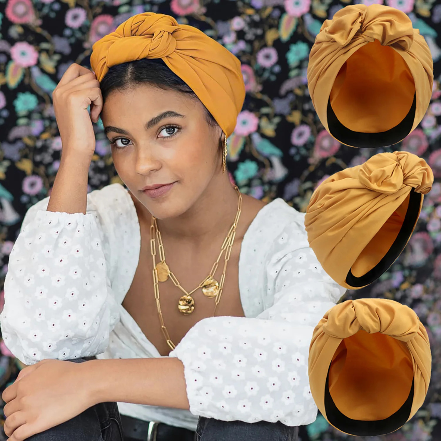 Vintage Soft French Turban Hat Fashion Female Bandana Headband Womens Hair Cover Cap Ladies Head Wraps Muslim Headscarf Bonnet 250509