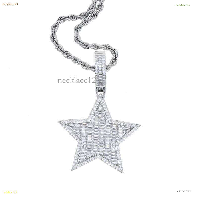 Zircon Star Pendant Necklace Hip Hop 5 point star Bg for Men women Fashion Simple jewelry