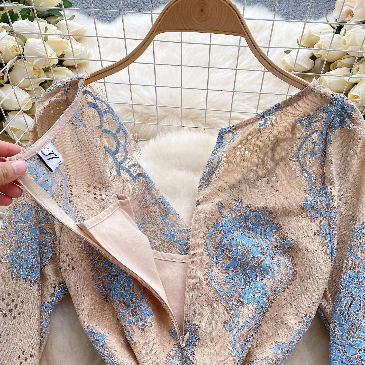 Elegant Sweet Lace Long Sleeve Hollow Dress Sleeveless Fashion Party Summer Sexy Vintage Tight Women Hip Wrap Dresses