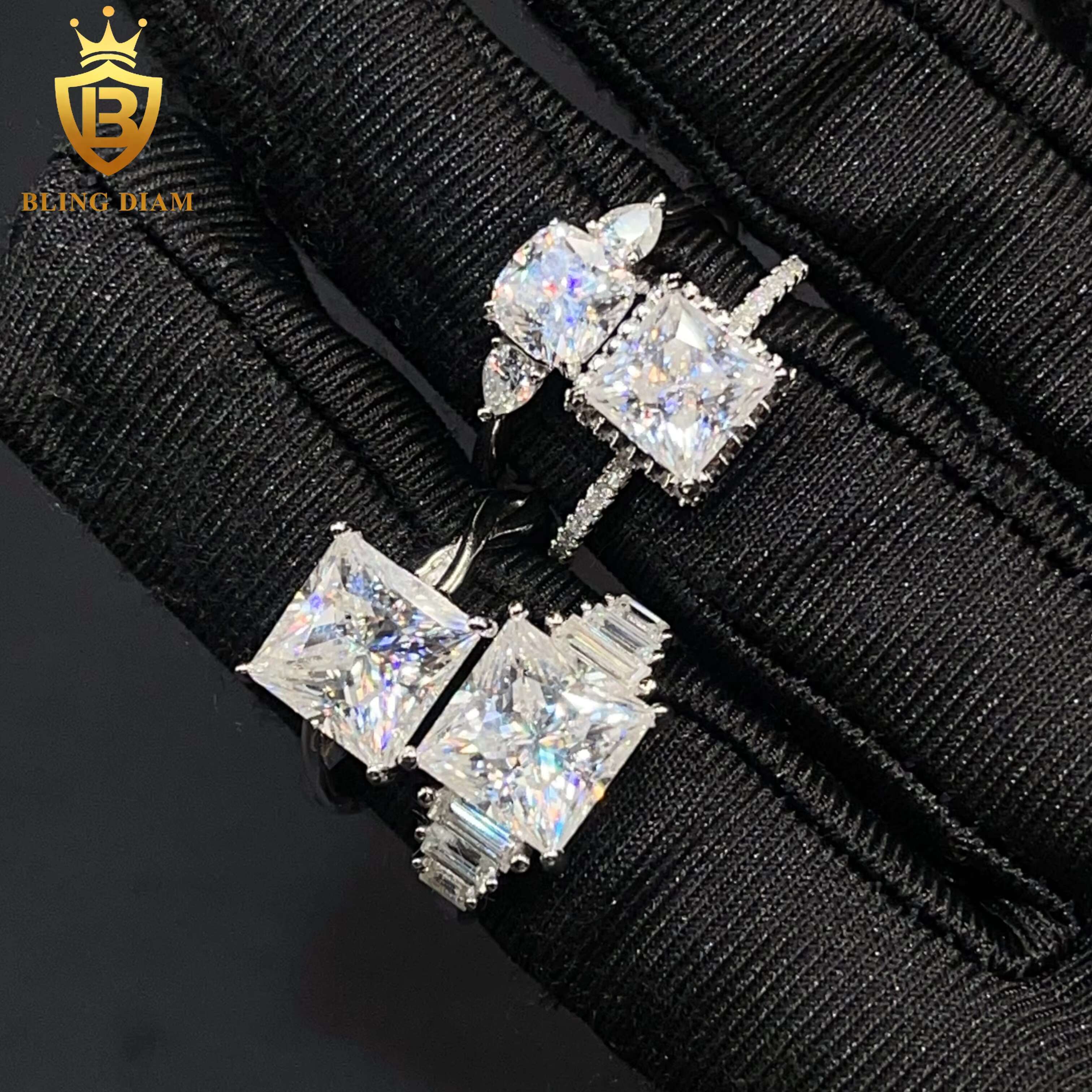 Luxury Women Jewelry Engagement Ring 925 Silver VVS Moissanite Big Diamond Square Cut Wedding Rings Gift
