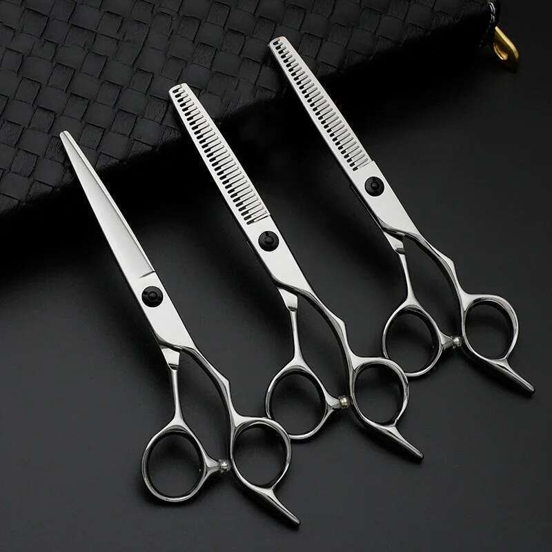 6.0 Inch JP440C Professional Salon Stylist Barber Straight Cut Seamless/V Tooth Hair Haircut Scissors Set