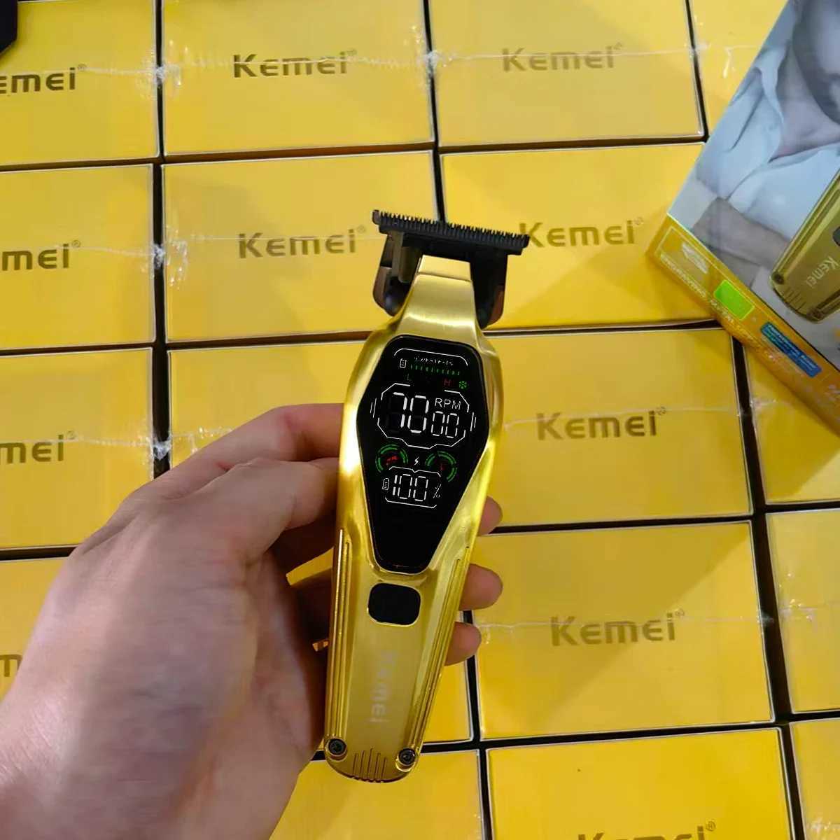 Kemei KM1697 Hair Trimmer for Men 9000RPM 9W Full Metal DLC LED Display Zero Gapped Professional Trimmer Finishing Machine L251124