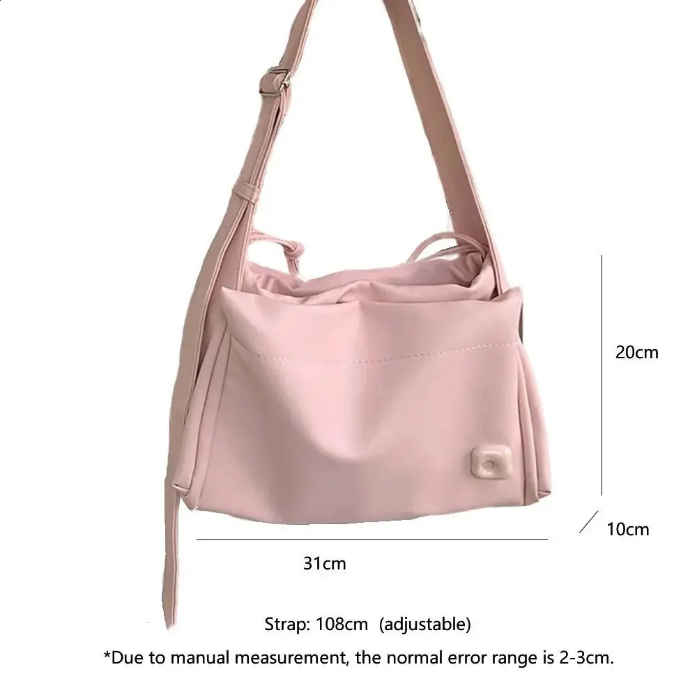 Fashion PU Leather Student Tote Bag Large Capacity Pink Leisure Shopping Bag 2024 New Luxury Shoulder Crossbody Bag for Women R250424
