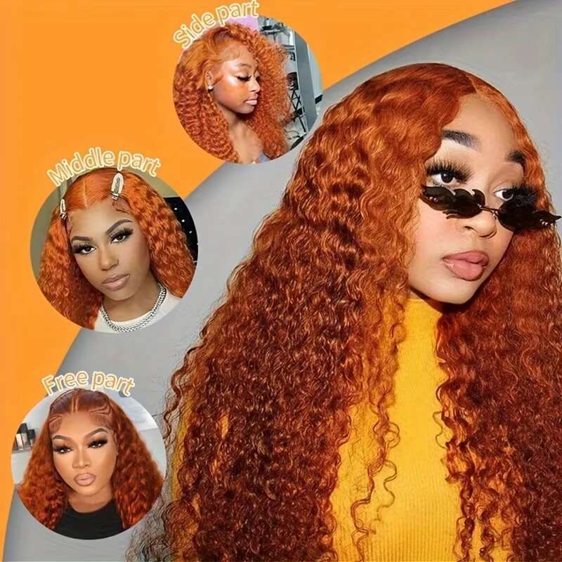 Water Wave Lace Front X X Colored Brazilian Human Hair Deep Curly Wigs Orange Ginger Tote Bag Tote Bag