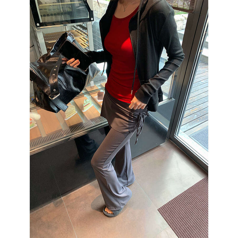 Yuyi New Style 2025 Spring American Luxury Fake Two Piece Skirt Versatile Micro La Casual Pants Women's M 11267