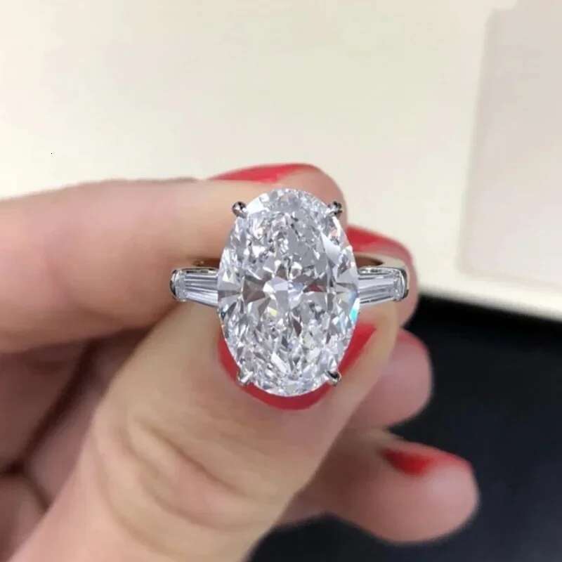 Luxury Oval cut 8ct Lab Diamond Promise Ring 925 Sterling Silver Engagement Wedding Band Rings For Women Bridal Jewelry Gift