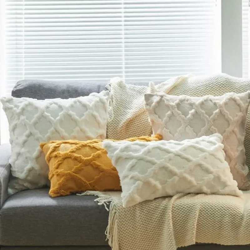 30x50cm 45x45cm 50x50cm Ultra Soft Throw Pillowcase Faux Fur Luxury Plush Decorative Gift Pillow Cushion for Sofa Bedroom White G251124