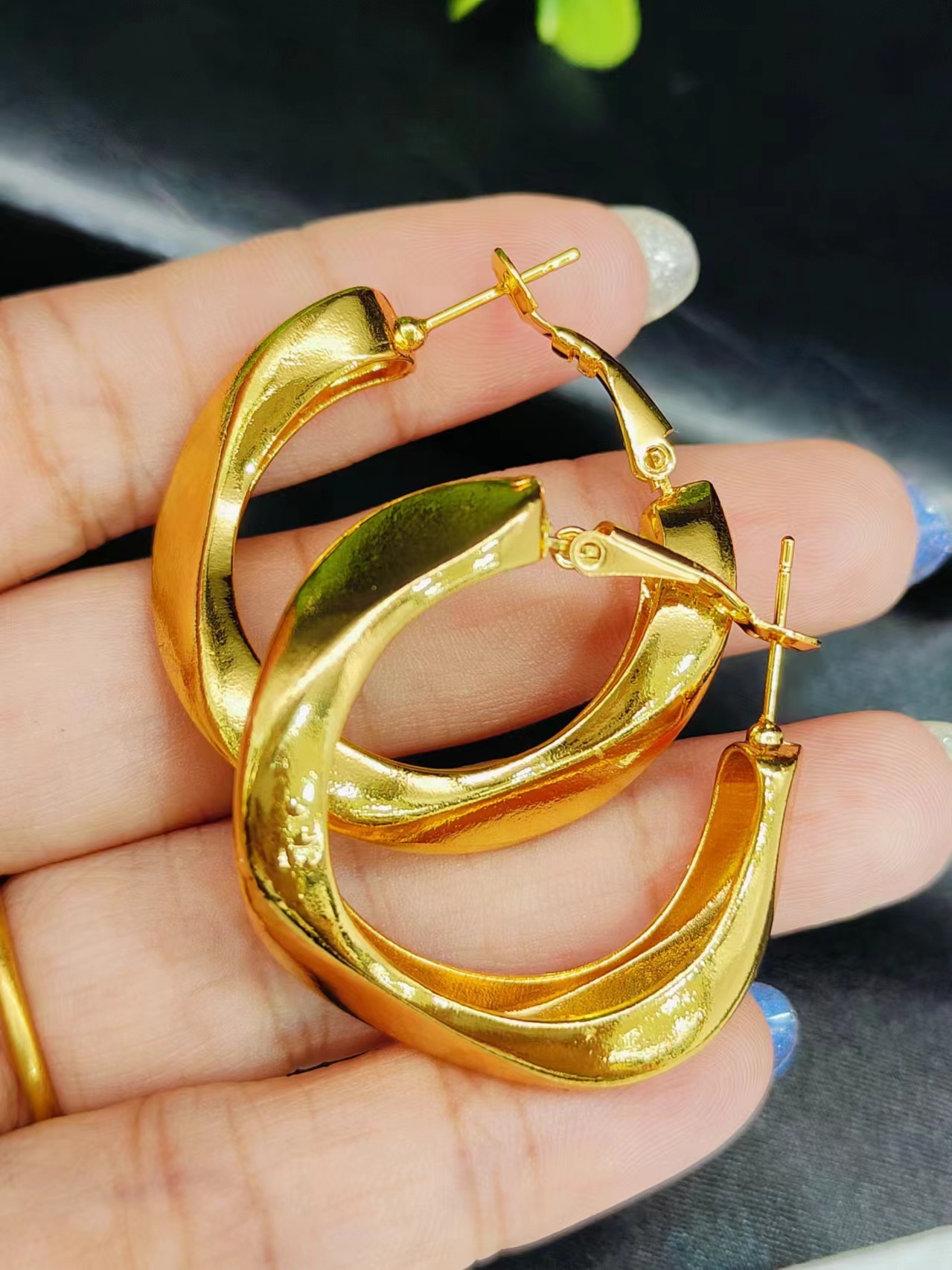 Gold-plated earrings hoop earrings ear accessories European and American popular drop earrings designer earrings moissanite earrings ohrringe gold ear - view 3